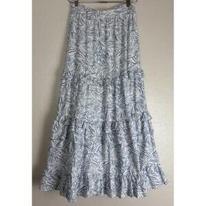 Girl & The Sun Rixie Peasant Prairie Maxi‎ XS blue White 1843